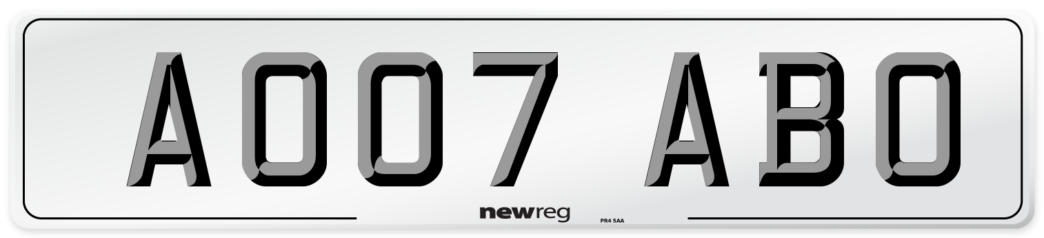 AO07 ABO Number Plate from New Reg